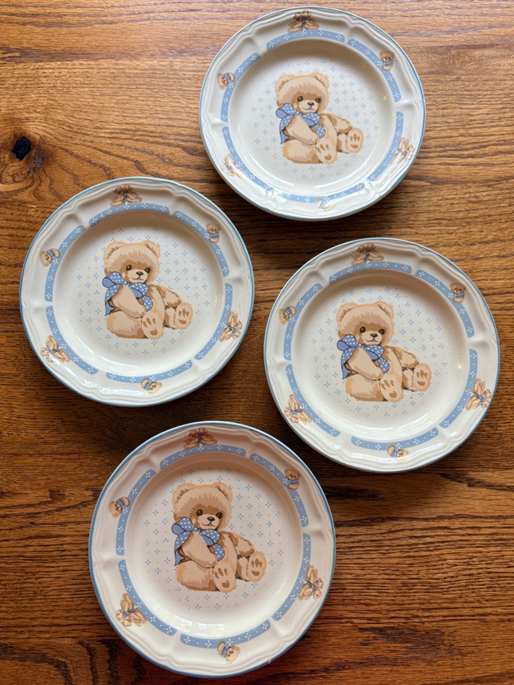 Vintage TIENSHAN Stoneware “Country Bear” Salad Plates- set of 4- ~7.5 inches